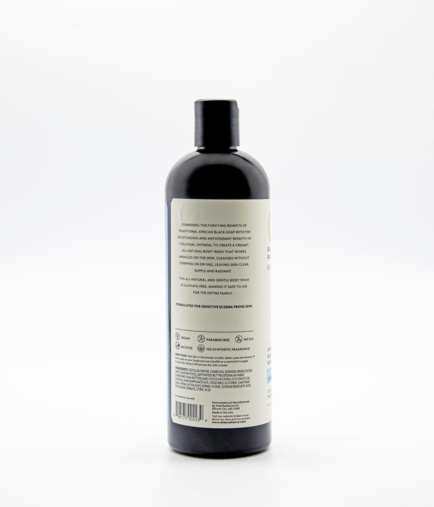Shea Radiance African Black Soap Body Wash Dry Skin Eczema Rashes Blemish Cleanser Unscented 16 oz