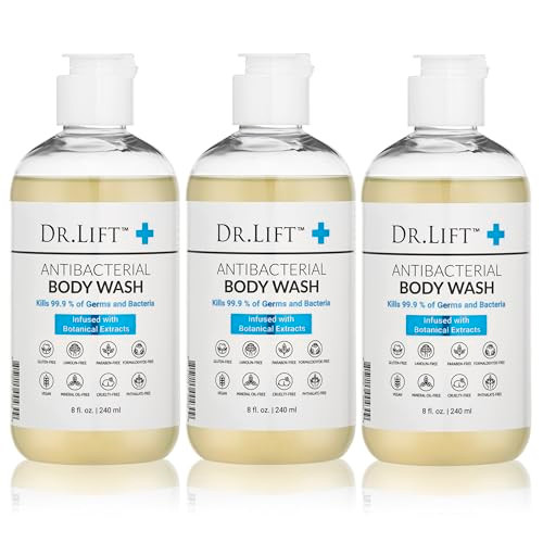 DR LIFT Antibacterial Body Wash 8 oz 3Pack Gentle Effective Shower Gel Made in America