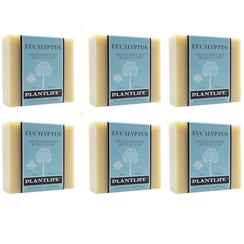 Plantlife Eucalyptus 6pack Bar Soap Moisturizing and Soothing Soap for Your Skin Hand Crafted Using PlantBased Ingredien