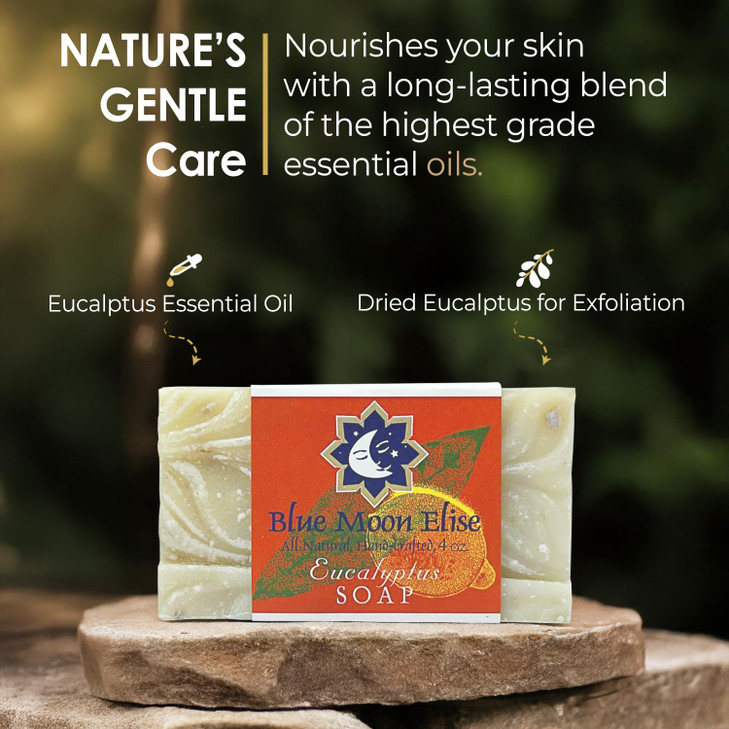 Blue Moon Elise Eucalyptus Bar Soap for Men and Women Made with Organic Ingredients Handmade in the USA Moisturizing and