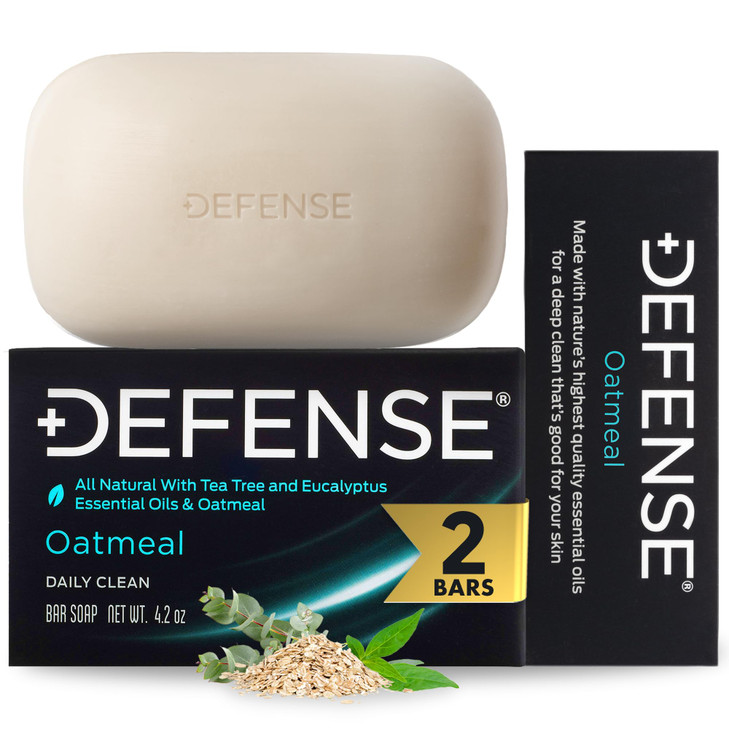 Defense Soap 2pk All Natural Oatmeal Bar Soap for Men Made by Wrestlers with Tea Tree Oil Eucalyptus Oil to Promote Heal