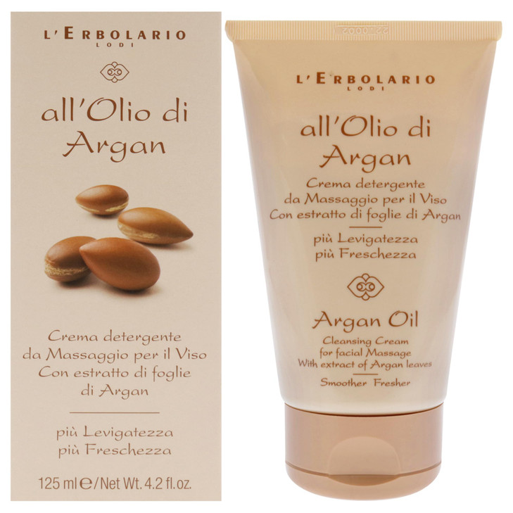 LErbolario Argan Oil Cleansing Cream With Extract Of Argan Leaves For All Skin Types Perfect For MakeUp Removal Leaves Y