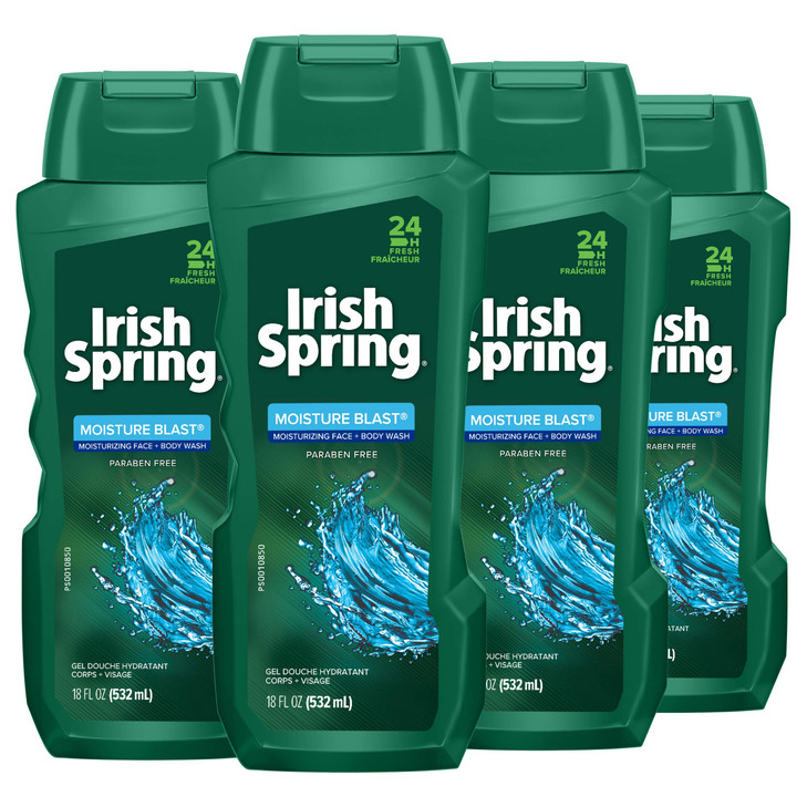 Irish Spring Body Wash Moisture Blast 18 fluid ounce 4 Count Pack of 1