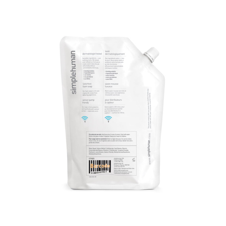 simplehuman Moisturizing Liquid Hand Soap Refill Pouch 34 Fl Oz Pack of 1 Fragrance Free Count