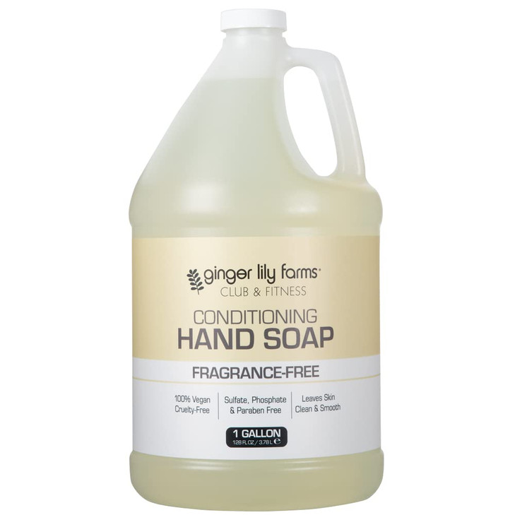 Ginger Lily Farms Club Fitness Conditioning Liquid Hand Soap Refill 100 Vegan CrueltyFree Fragrance Free 1 Gallon 128 fl