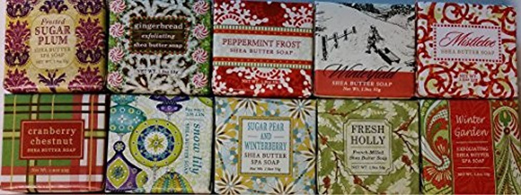 Greenwich Bay Trading Company Holiday Soap Sampler 10 Pack of 19oz Bars Only Winter Fragrances Bundle 10 items