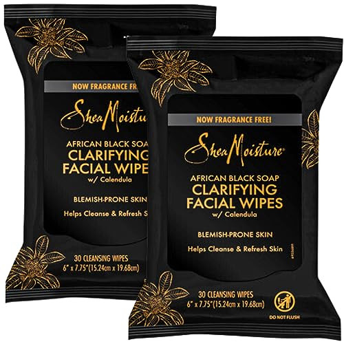 Shea Moisture Makeup Remover Face Wipes African Black Soap With Tea Tree Oil Calendula Removes Makeup Dirt to Clarify Oi