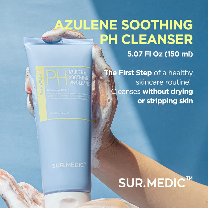 SURMEDIC Azulene Soothing PH Cleanser 507 oz 150ml Hypoallergenic Sensitive Skin Smooth Moisturizer Centella Korean Skin
