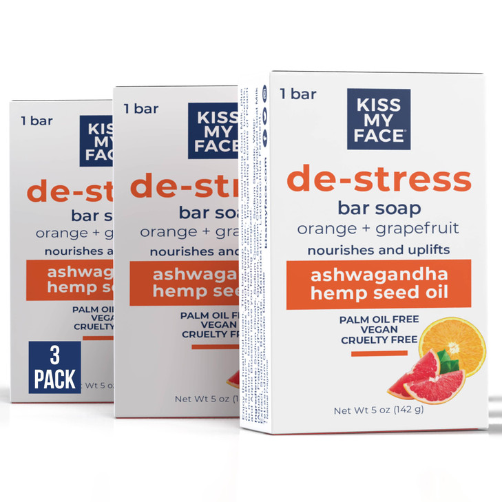 Kiss My Face DeStress Bar Soap With Ashwagandha and Hemp Seed Oil Nourishes and Uplifts Bar Soaps for Hands and Body Cru