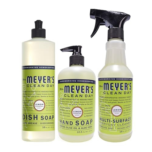 MRS MEYERS CLEAN DAY Kitchen Essentials Set Includes Hand Soap Dish Soap and All Purpose Cleaner Lemon Verbena 3 Count P