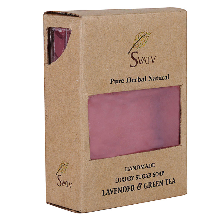SVATV Handcrafted Soap with natural soothing herbs of LAVENDER GREEN TEA I For Men and Women Kosher GMP Certified Soap T