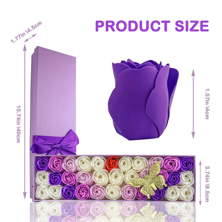 JIALEEY 33 PCS Floral Scented Bath Soap Rose Flower Petals Plant Essential Oil Rose Soap Set Gifts Ideas for Her Women G