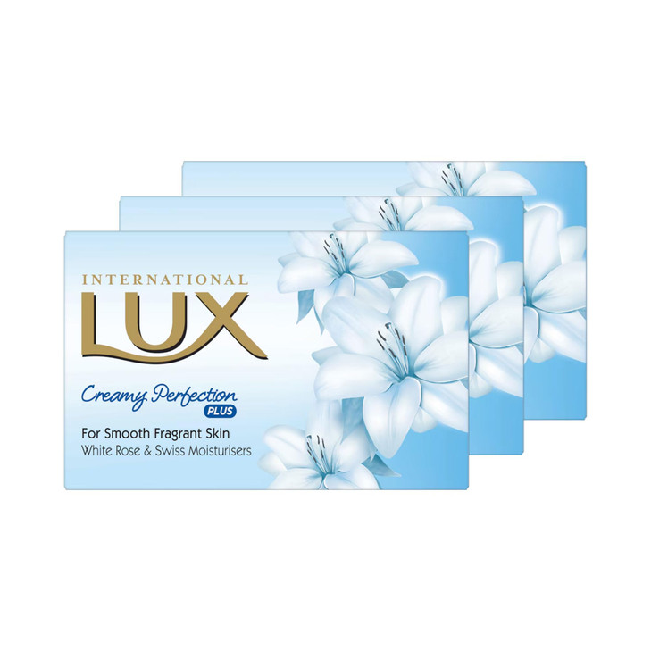 LUX International Creamy Perfection Soap With Swiss Moisturizers Delicate White Flower Scent 75 g Pack of 3