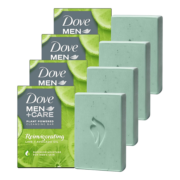 DOVE MEN CARE PlantPowered Natural Essential Oil Bar Soap Reinvigorating Lime Avocado Oil to Clean and Hydrate Mens Skin