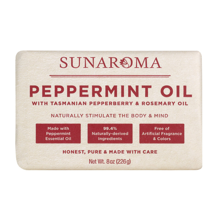 Sunaroma Peppermint Oil W Tasmanian Pepperberry and Alpine Rose Soap 8 Ounce