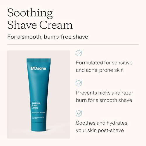 MDacne Shaving Cream for AcneProne Skin Soothing OilFree Eliminates Razor Burn Cuts Infections Reduce Skin Irritation Pr