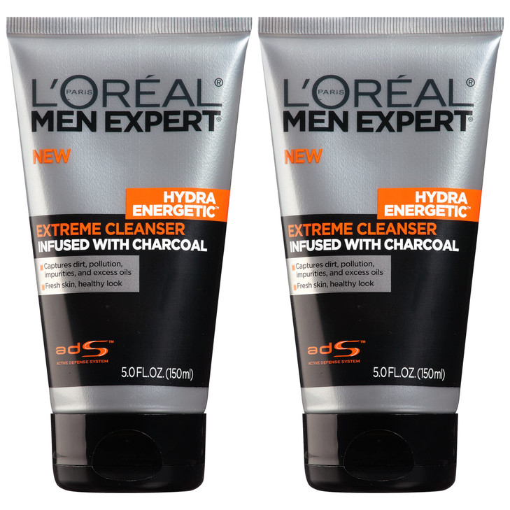 LOreal Paris Men Expert Hydra Energetic Daily Facial Cleanser with Charcoal 2 ct