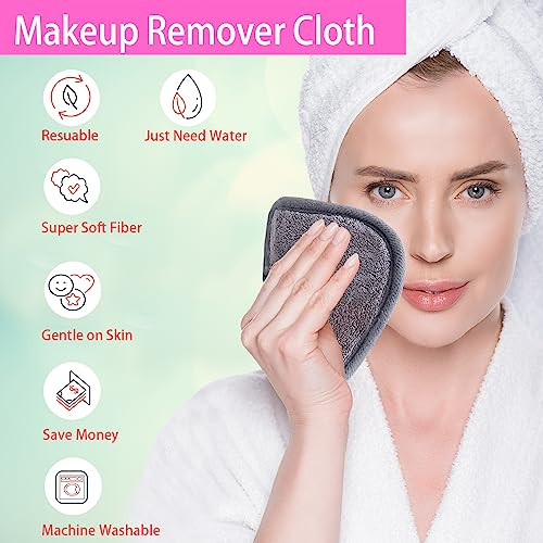 BloomSesame Makeup Remover Cloths for Face Eye Lips Reusable Makeup Remover Pads Soft Microfiber Facial Cleansing Cloths