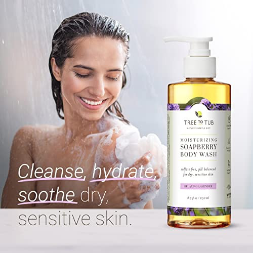 Tree to Tub Lavender Body Wash for Sensitive Skin Dry Skin pH Balanced Moisturizing Body Wash Hydrating Sulfate Free Veg