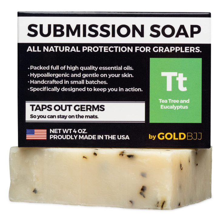 Premium Tea Tree Oil Soap USA Made Bar Soap for BJJ Jiu Jitsu Wrestling and Grappling Single 4 Ounce Soap Bar Classic Te