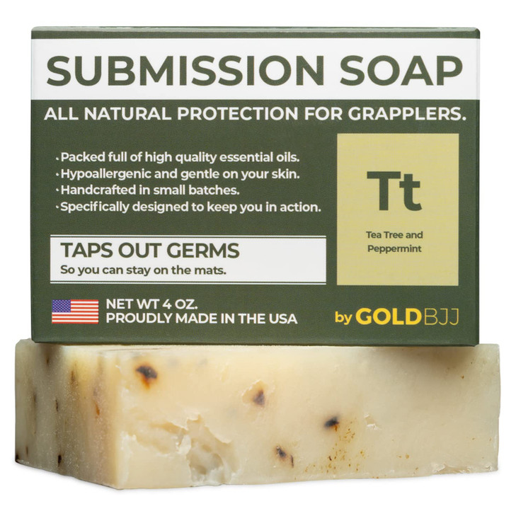 Premium Tea Tree Oil Soap USA Made Bar Soap for BJJ Jiu Jitsu Wrestling and Grappling Single 4 Ounce Soap Bar Peppermint