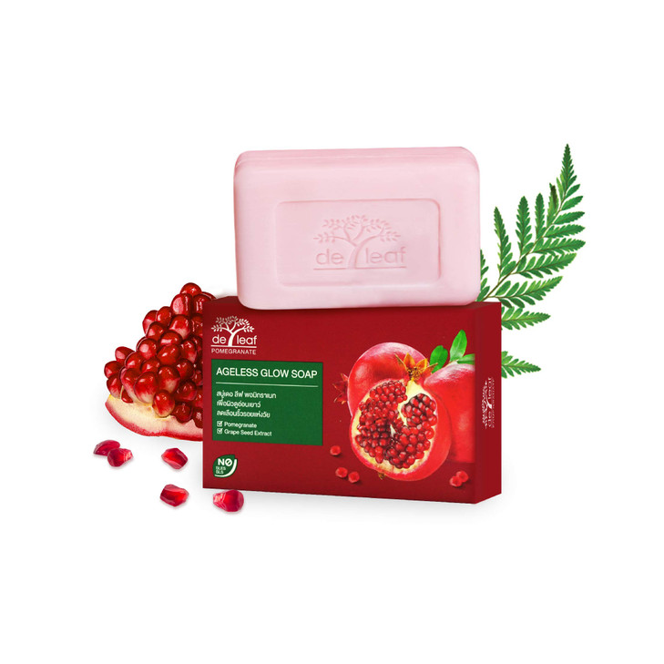 DE LEAF THANAKA Natural Pomegranate Bar Soap Vitamin E Anti Aging Ageless Glow Youthful Beauty Deep Cleansing Hydration