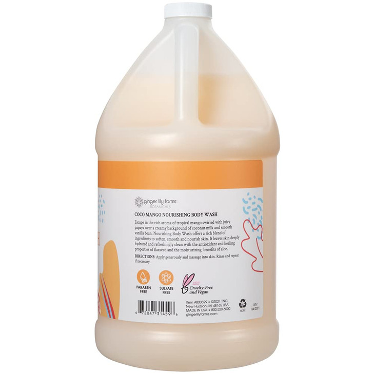 Ginger Lily Farms Botanicals Nourishing Body Wash Coco Mango 100 Vegan CrueltyFree Coconut Mango Scent 1 Gallon 128 fl o