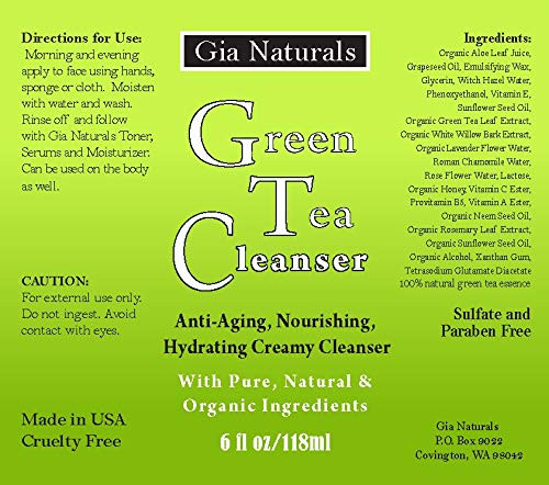Gia Naturals Green Tea Cleanser with pure natural and organic ingredients
