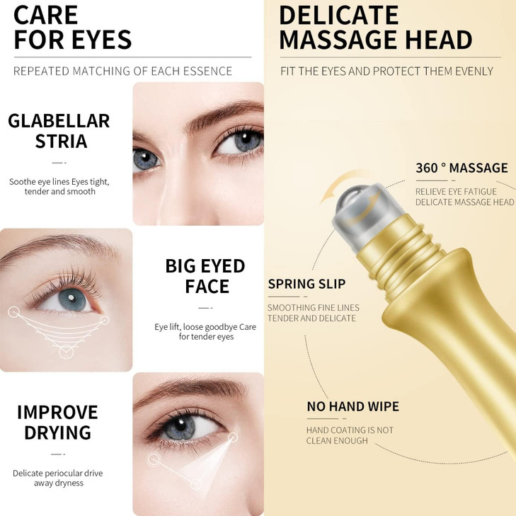 Peptide Under Eye Roller Serum With Roller Balls For Dark Circles And Puffiness | Massage Ball Cream for Fine Lines and Wrinkles | Hydrates Brightens online at globaldelivered