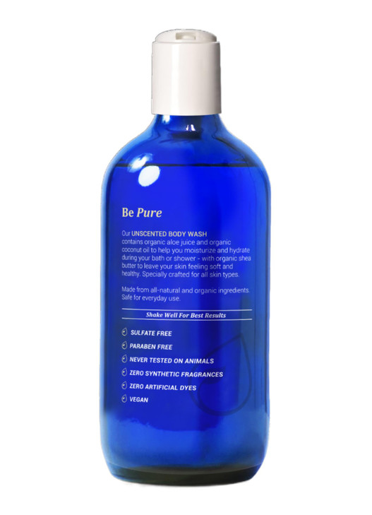 Certified Organic Unscented Body Wash by BeOne Sensitive Skin Moisturizing Paraben Sulfate Free Vegan All Natural Soap F