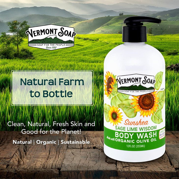 VERMONT SOAP Body Wash Natural Body Wash with Shea Butter Mild Gel Body Wash for Moisturizing and Soothing Skin Fragranc