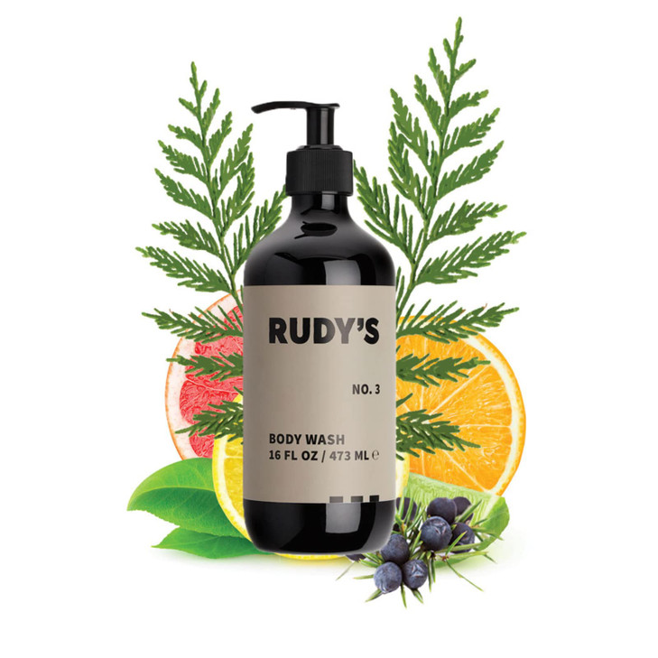 Rudys No 3 Body Wash Natural Ingredients Sulfate Paraben Free Exfoliates Nourishes and Maintains pH Balance 16 fl oz
