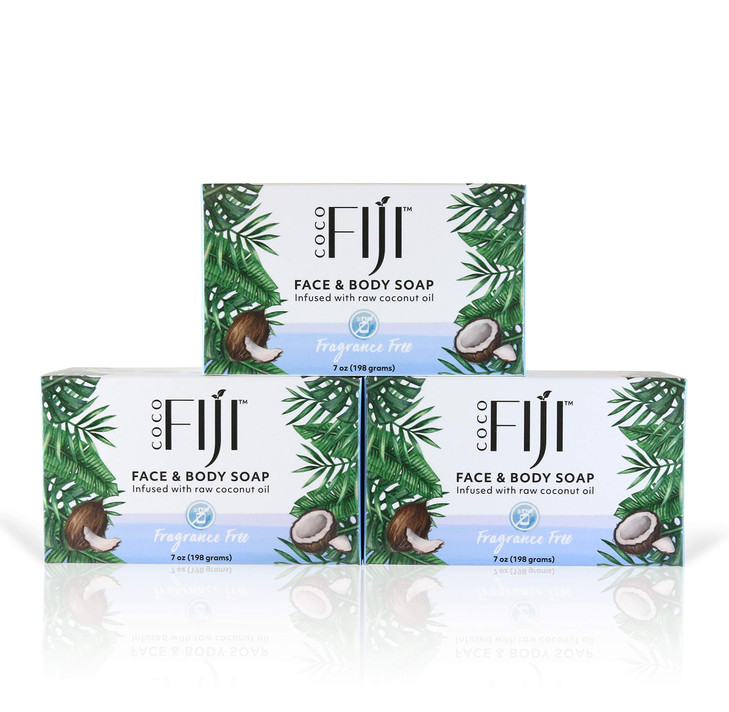 Coco Fiji Soap Bar for Face and Body Infused With Organic Coconut Oil Fragrance Free Essential Oil Natural Soap for Mois