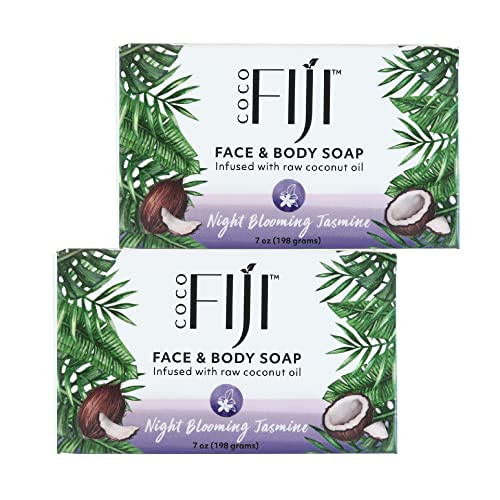 Coco Fiji Soap Bar for Face and Body Infused With Organic Coconut Oil Night Blooming Jasmine Essential Oil Natural Soap