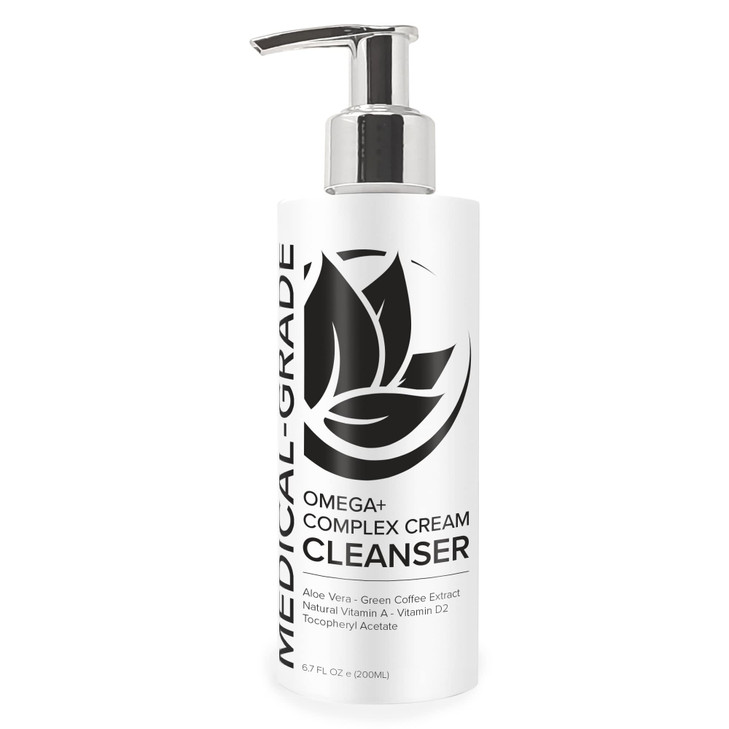Microderm GLO Omega Complex Cream Facial Cleanser Daily Face Wash Makeup Remover All Skin Types Omega 3 6 Retinyl Green