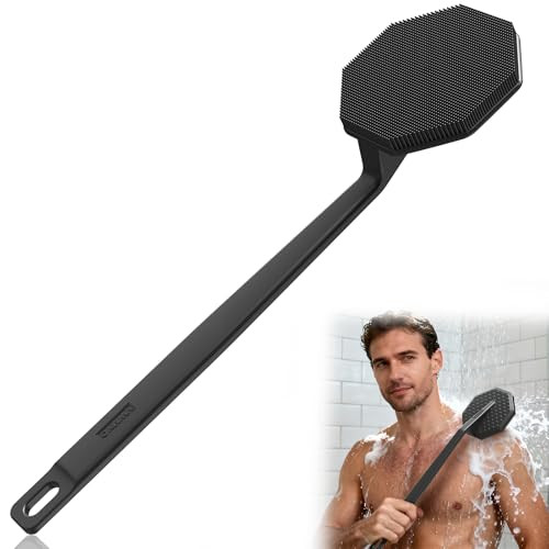 VWMYQ Silicone Back Scrubber for Shower, New Upgrade Long Handle Silicone Body Scrubber&Hook, Back Scrubber for Shower Exfoliating and Massage Can Pr online at globaldelivered