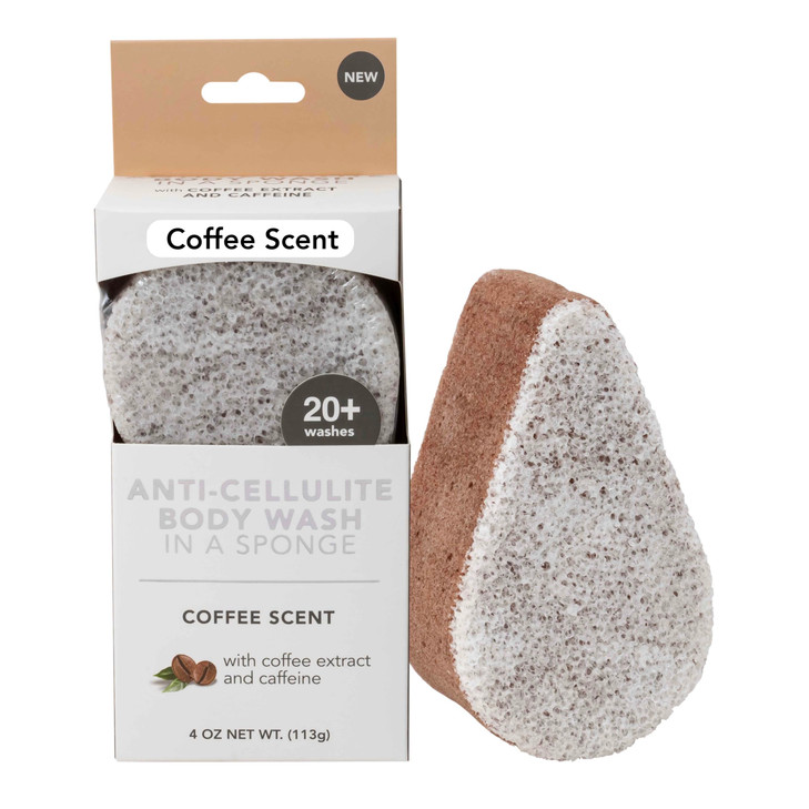 Spongeables Anti Cellulite Body Wash in a 20 Wash Sponge Coffee 1 Count
