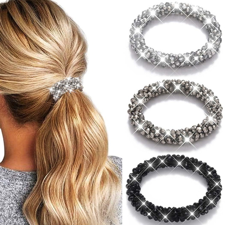 Fashey Rhinestone Hair Tie Fancy Ponytail Holders Sparkly Beaded Scrunchies Hair Accessories for Women (Type A) online at globaldelivered