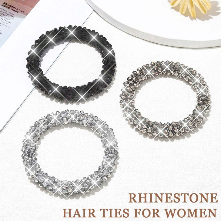 Fashey Rhinestone Hair Tie Fancy Ponytail Holders Sparkly Beaded Scrunchies Hair Accessories for Women (Type A) online at globaldelivered