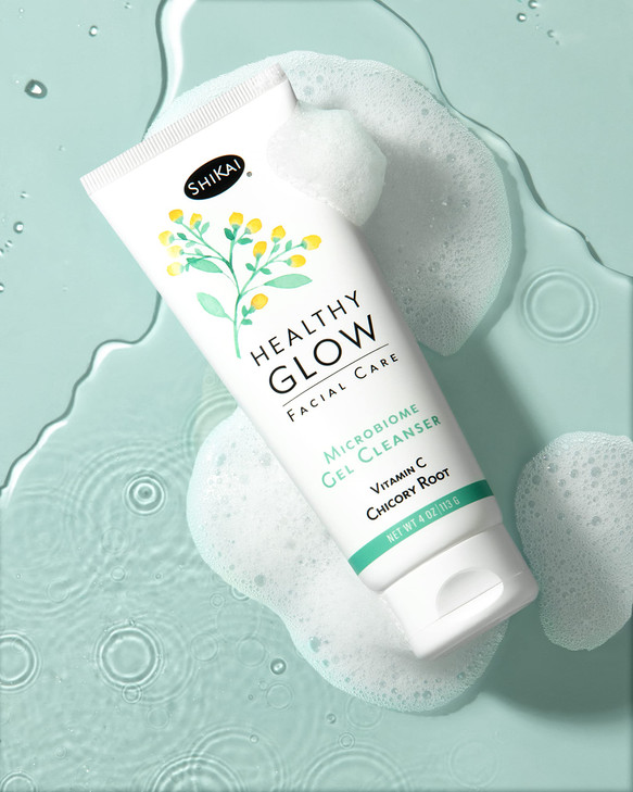 ShiKai Healthy Glow Microbiome Gel Face Cleanser 4oz Vitamin C for Even Skin Tone Gentle for Daily Use Nourish Hydrate D