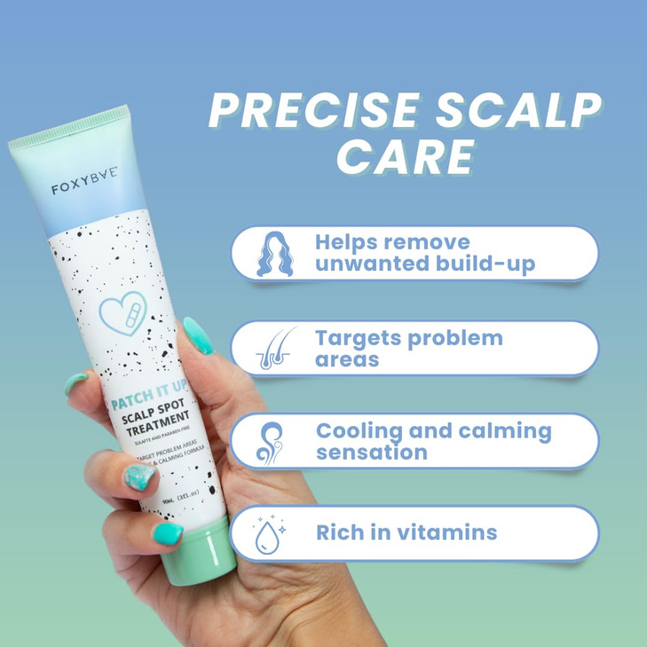 FoxyBae Scalp Spot Treatment for Dryness & Itch - with Tea Tree Oil - Removes Unwanted Build Up, Targets Problem Areas, Cools, Calms - Patch It Up - online at globaldelivered