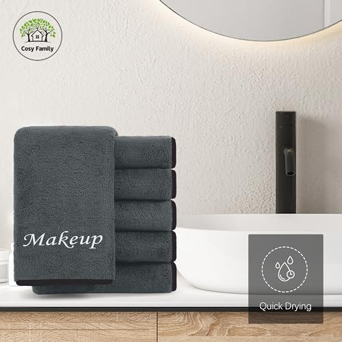 Cosy Family 10 Pack Makeup Remover Wash Cloths Soft Microfiber Fingertip Facial Cleansing Cloths for Hand and Make Up 12