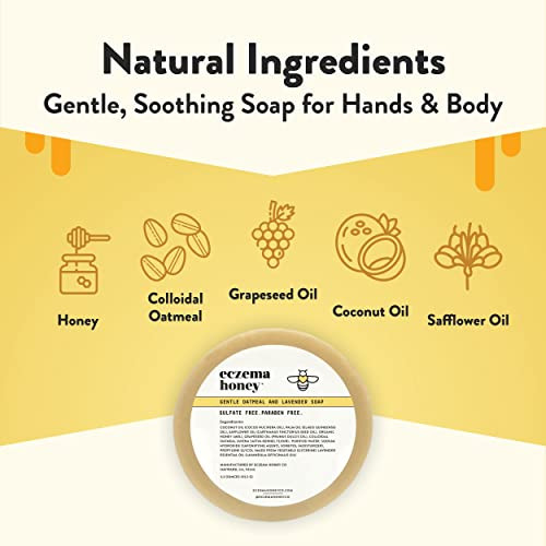 ECZEMA HONEY Gentle Oatmeal and Lavender Soap Natural Eczema Body Wash Daily Gentle Soap for Dry Itchy Sensitive Irritab