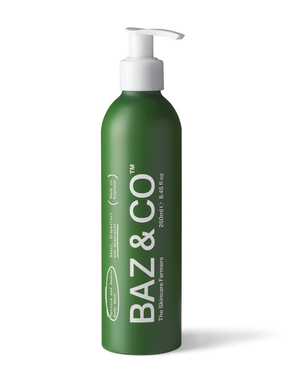 BAZ CO Mens Moisturizing Body Wash Restore and Awaken Body Wash for Men 845 Fl Oz with Basil Grapefruit and Spearmint