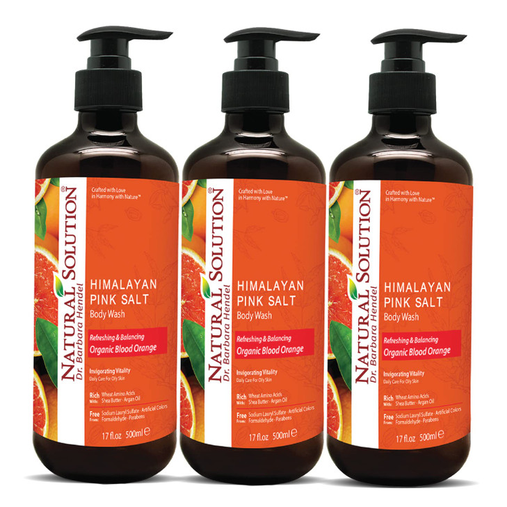 Natural Solution Body Wash Formulated with Organic Blood Orange Extracts with Himalayan Pink Salt Revitalizes Refreshing