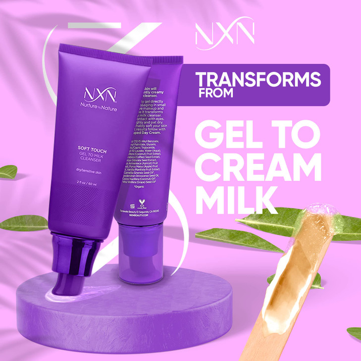 NXN GeltoMilk Facial Cleanser Gentle Daily Face Wash For Hydrating Dry and Sensitive Skin Fresh Scent 2 Fl Oz