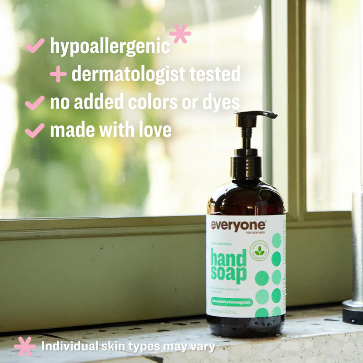 Everyone Liquid Hand Soap 1275 Ounce Pack of 3 Spearmint and Lemongrass PlantBased Cleanser with Pure Essential Oils