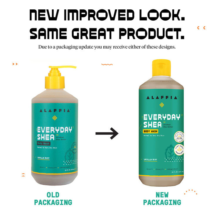 Alaffia Everyday Shea Body Wash Naturally Helps Moisturize and Cleanse Without Stripping Natural Oils with Fair Trade Sh