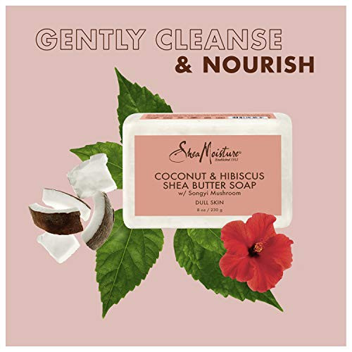Sheamoisture Bar Soap for Dull Dry Skin Coconut and Hibiscus Sulfate Free Soap Bar 8 oz