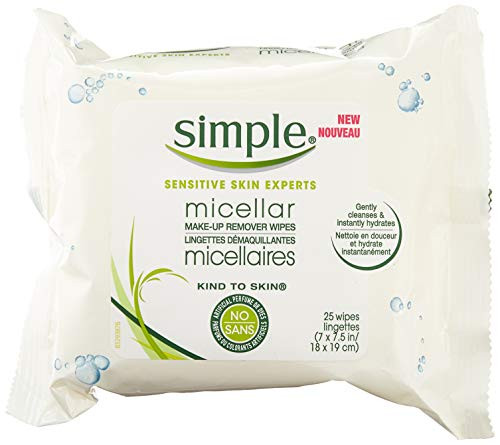 Simple Facial Wipes Micellar 25 Count Pack of 6